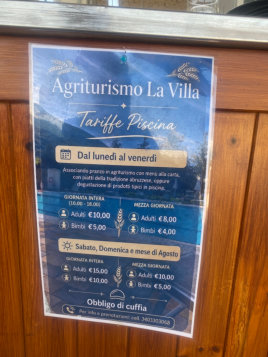 Agriturismo La Villa - Tarrifs
