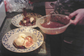 Figs with Ice-Cream and Chocolate Sauce